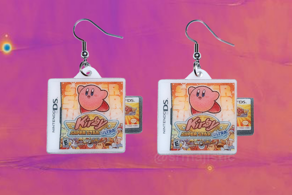 Kirby Super Star Ultra Nintendo DS Game 2D detailed Handmade Earrings!