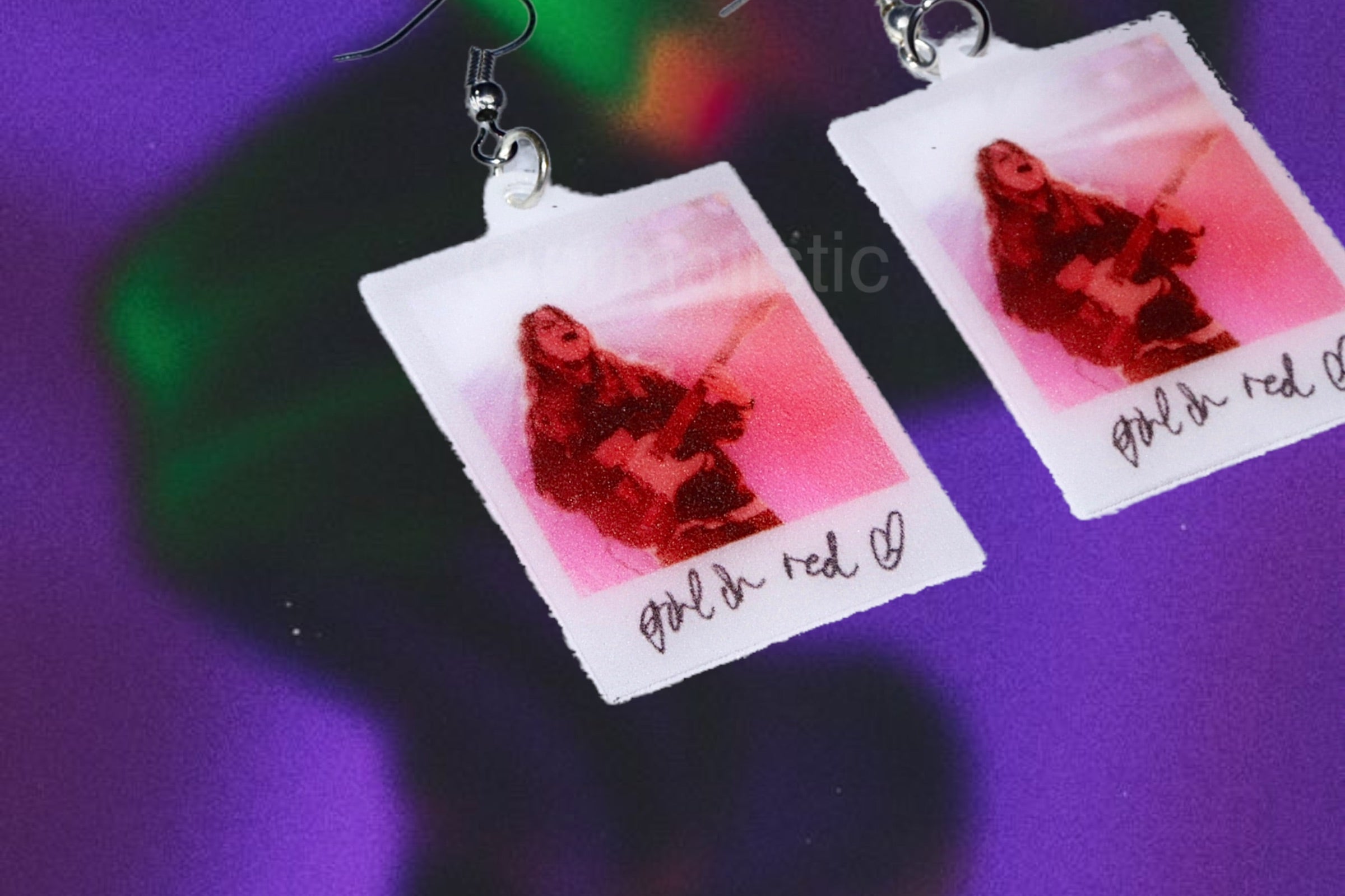 Girl in Red Signed Polaroid Handmade Earrings!