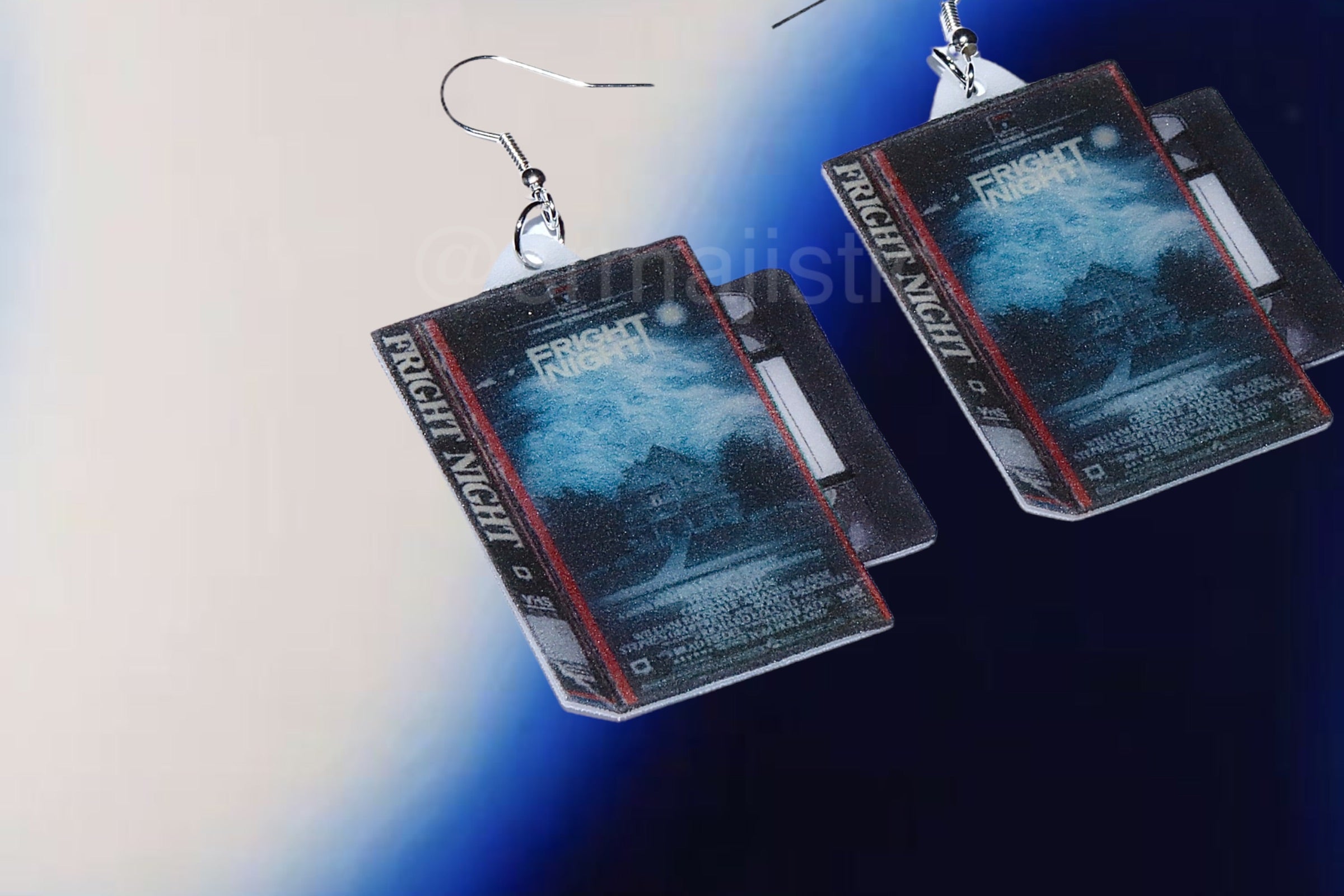 Fright Night (1985) VHS Tape 2D detailed Handmade Earrings!