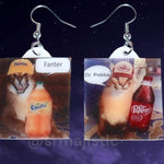 Dr. Pebba and Fanter Soda Cats Big Floppa Meme Funny Handmade Earrings!