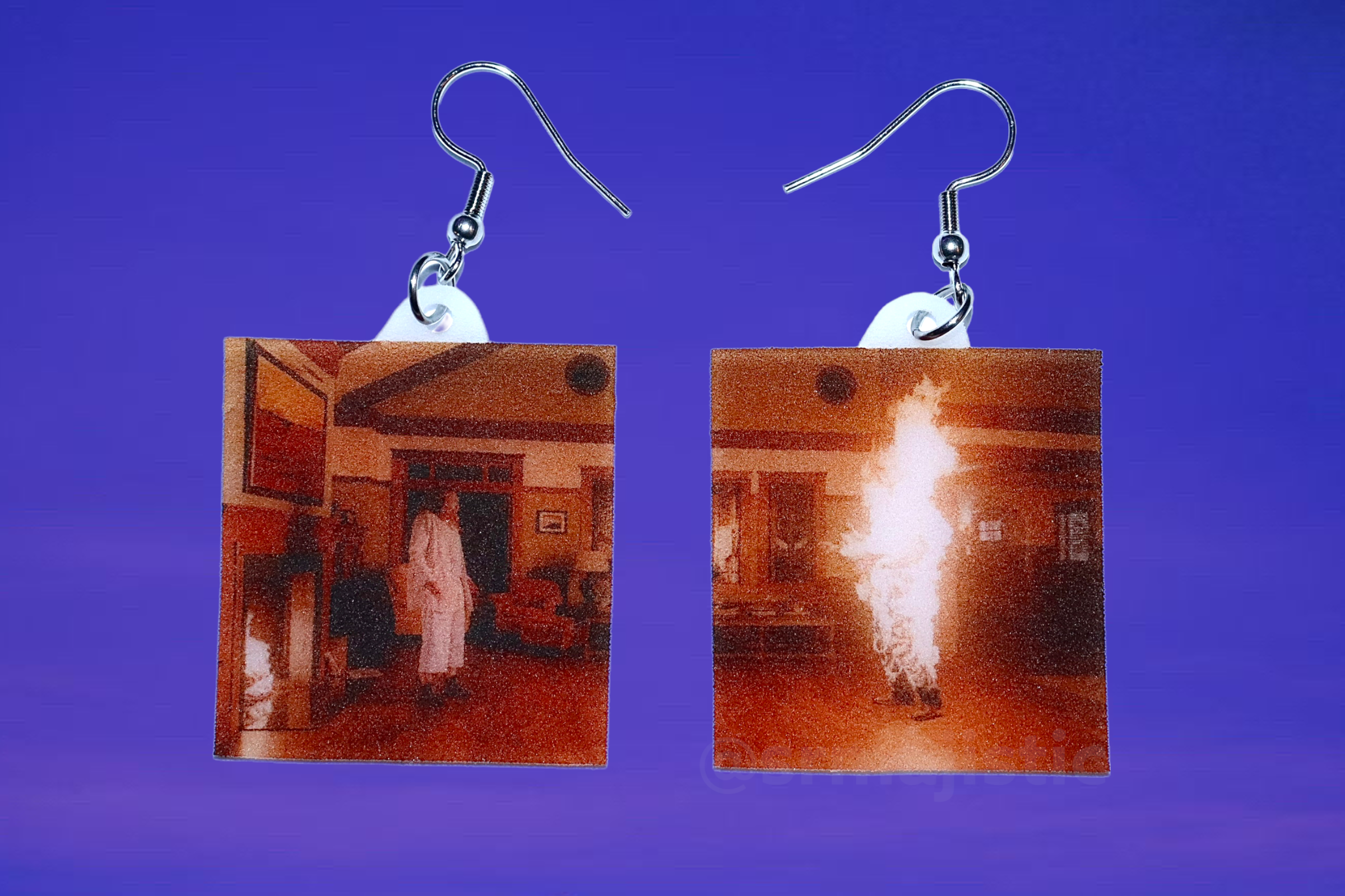 Hereditary Fire Scene Split Frame Handmade Earrings!