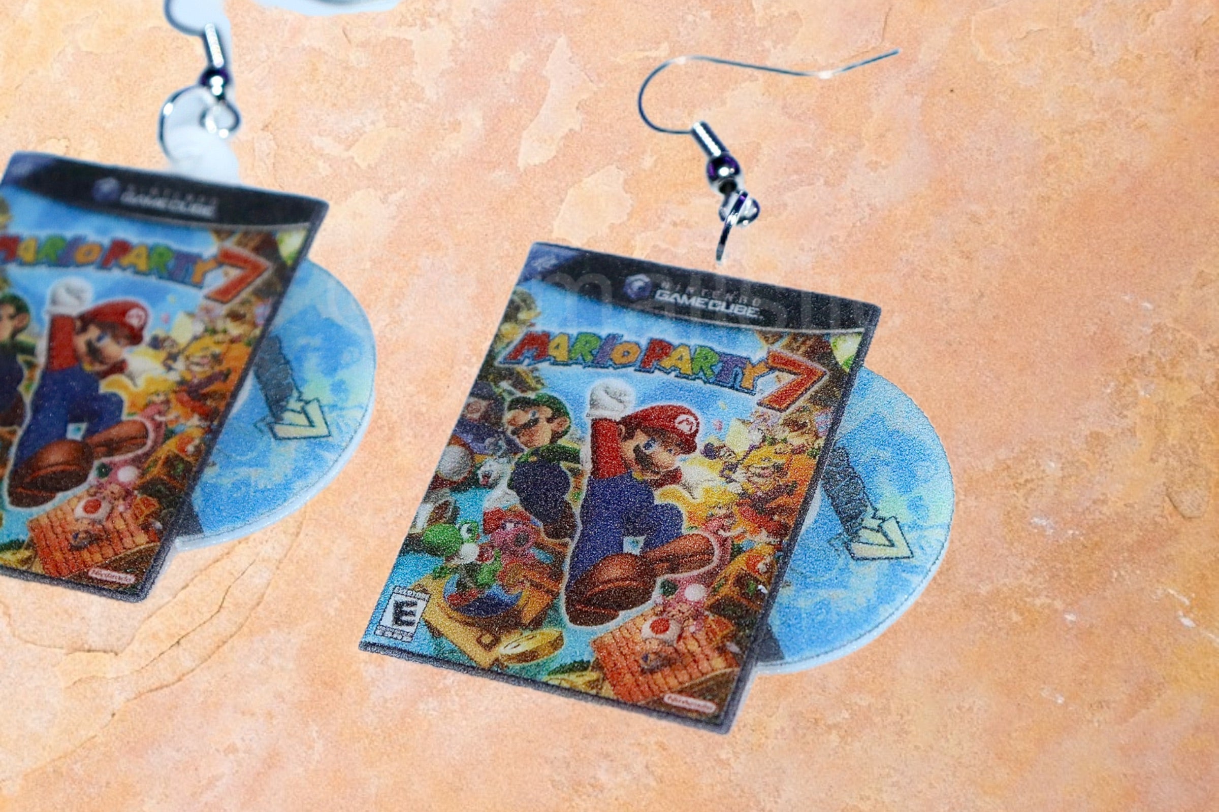 Mario Party 7 Game Cube Game 2D detailed Handmade Earrings!