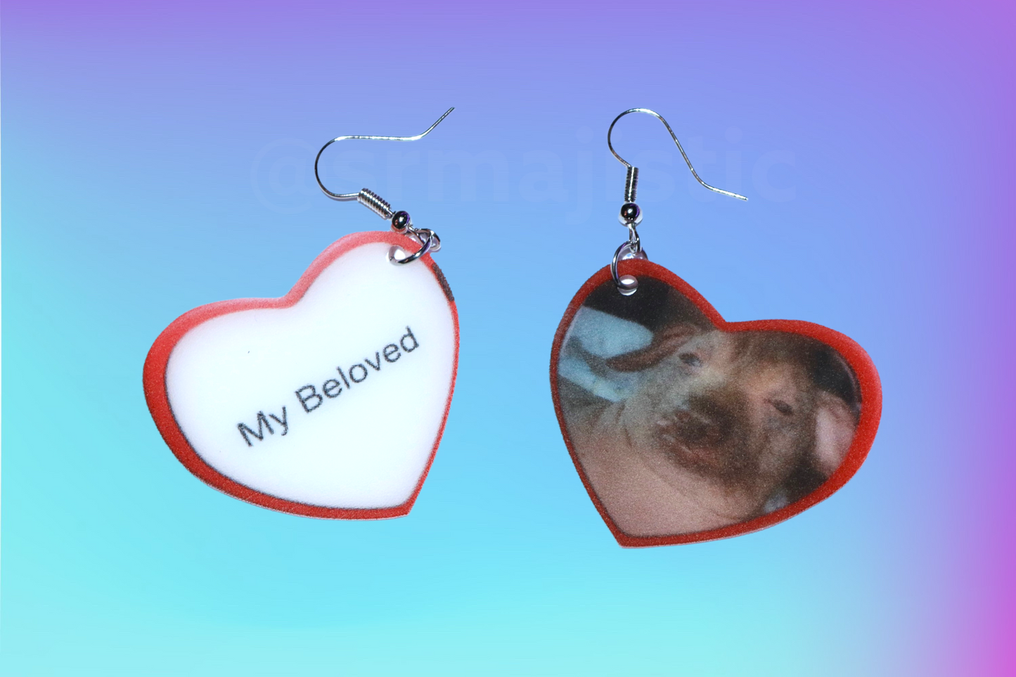 My Beloved Character Locket Hearts 2D detailed Handmade Earrings!