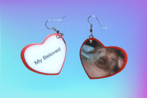 My Beloved Character Locket Hearts 2D detailed Handmade Earrings!