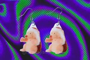 Happy Hedgehog with Hands Plush 2D Handmade Earrings!