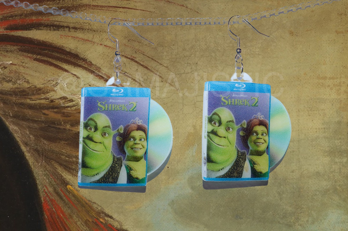 Shrek 2 (2004) DVD 2D detailed Handmade Earrings!