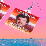 Pedro Pascal Lesbian Rights Flame Pride Flag Handmade Earrings!