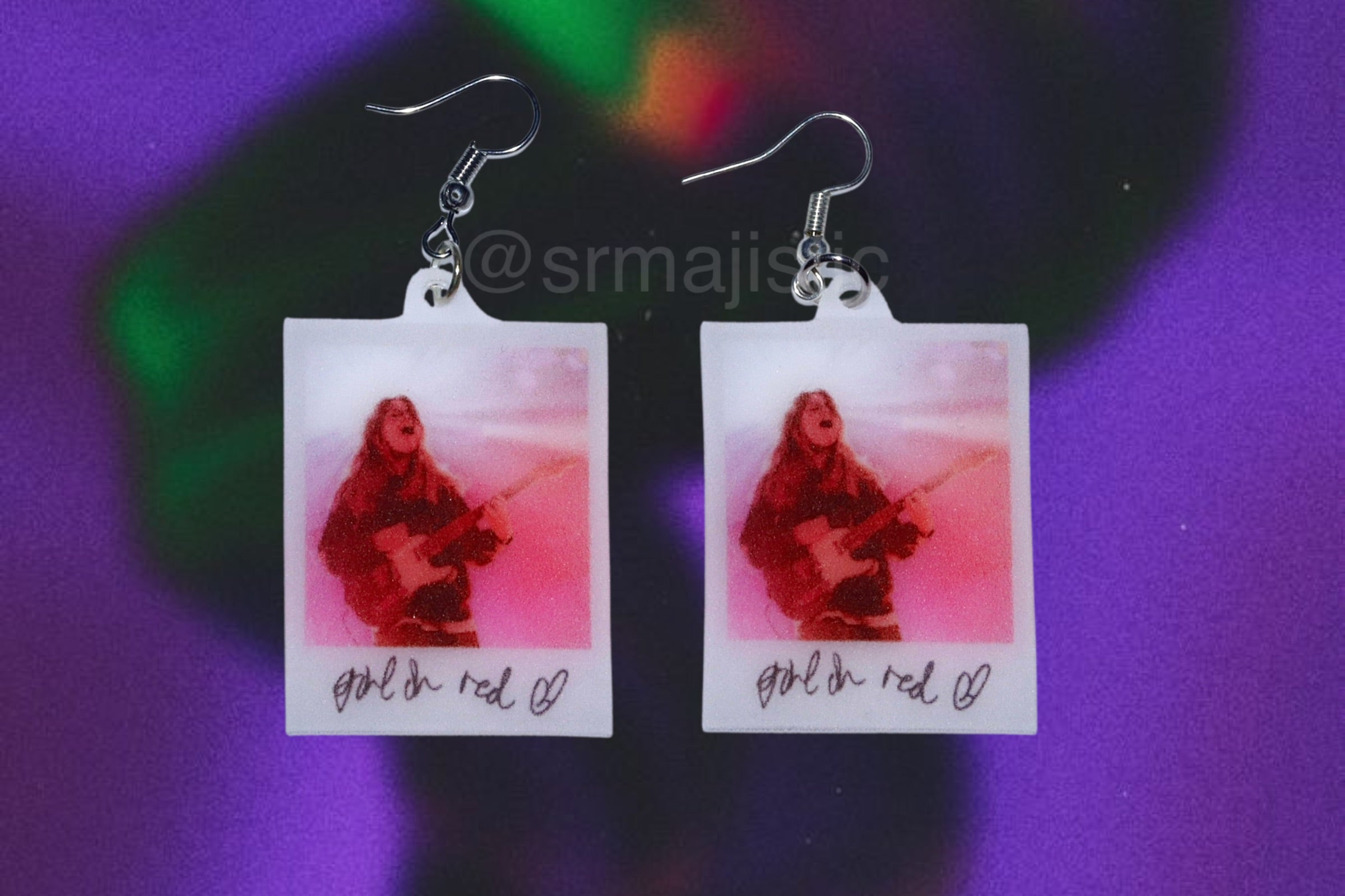 Girl in Red Signed Polaroid Handmade Earrings!