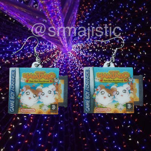 Hamtaro Ham-Ham Heartbreak Game Boy Game 2D detailed Handmade Earrings!