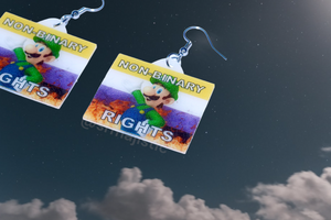 Luigi Non-Binary Rights Flame Pride Flag Handmade Earrings!