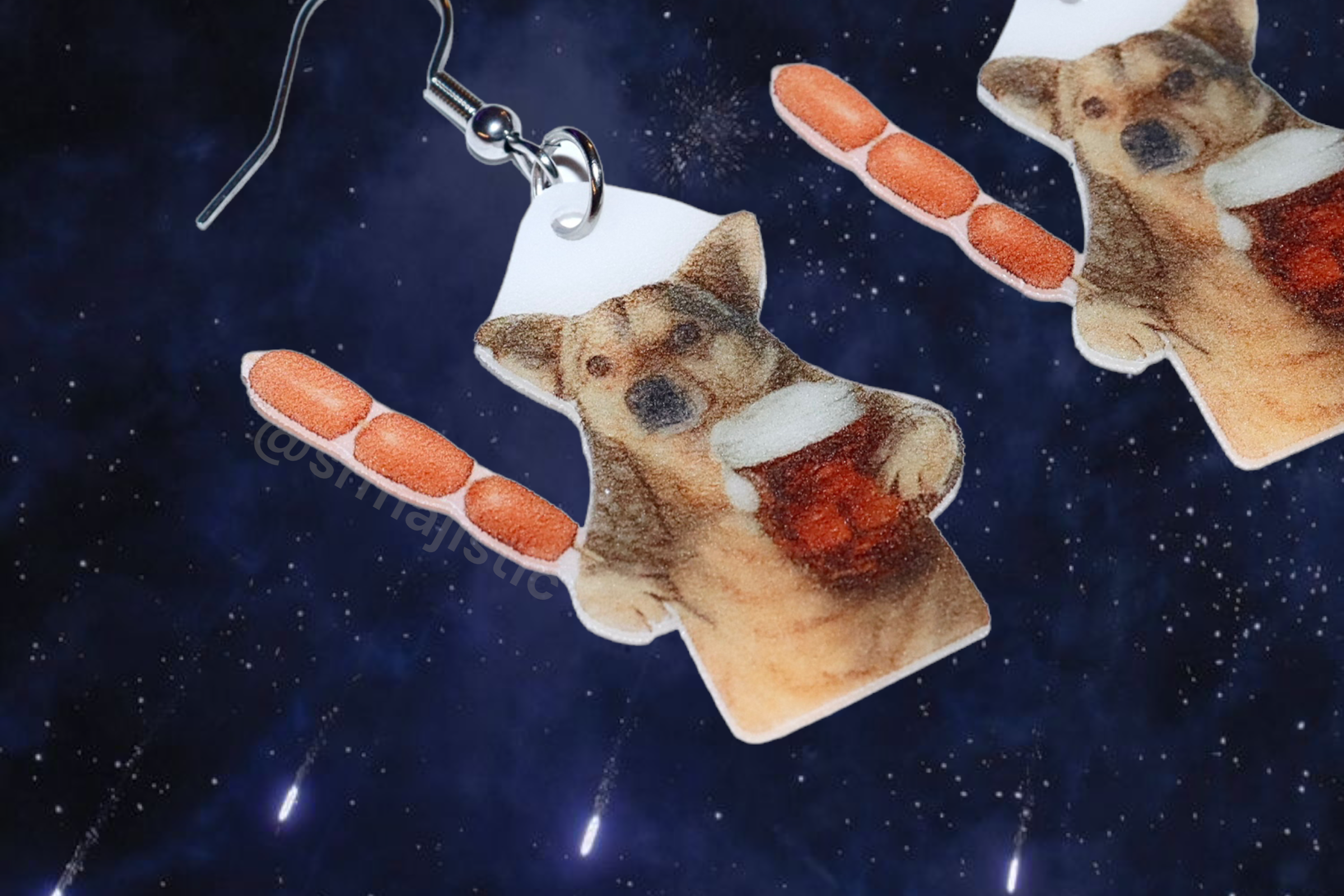 Dog with Corndog and Beer Meme Handmade Earrings!