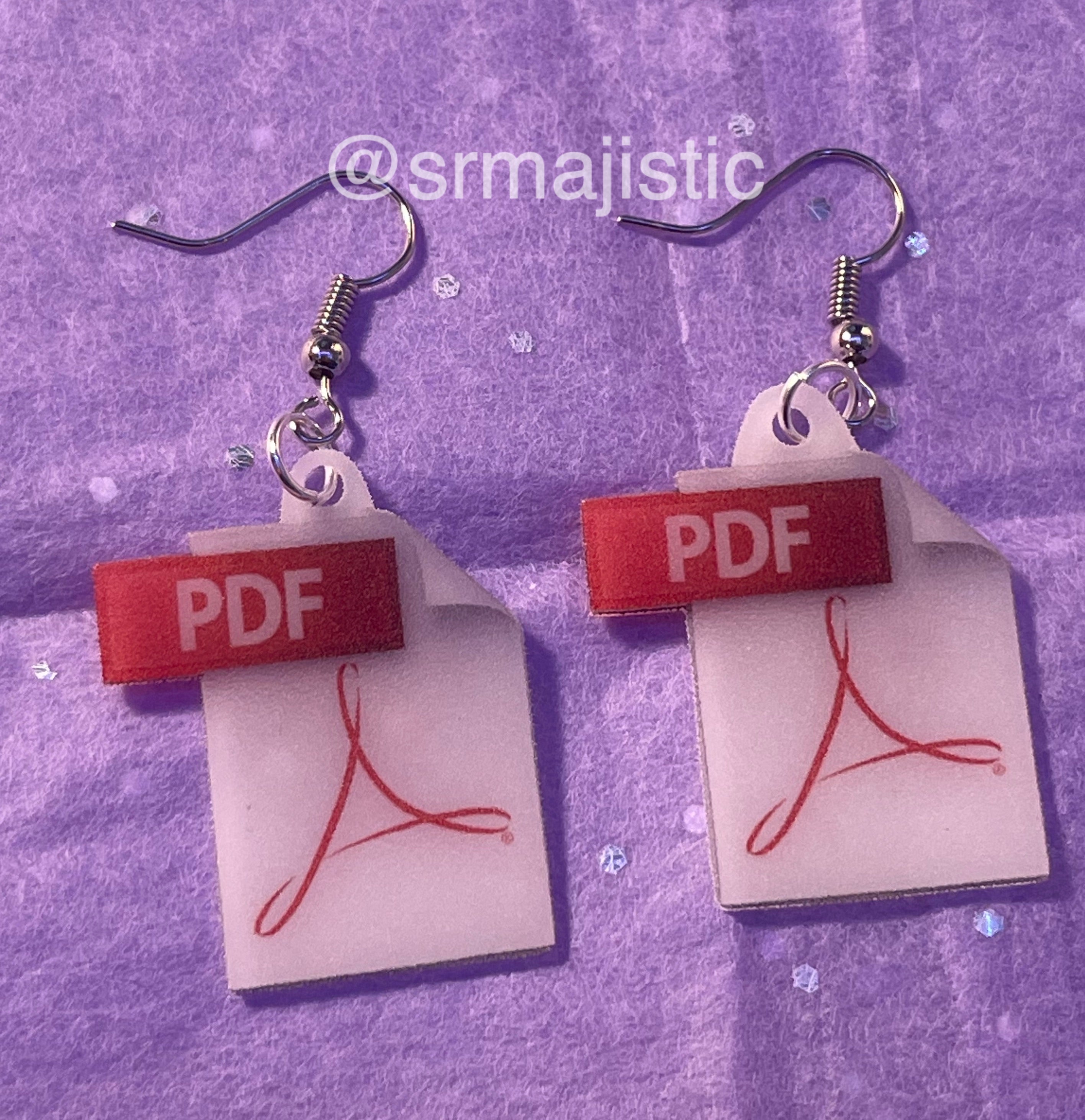 PDF Icon Symbol 2D detailed Handmade Earrings!