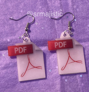 PDF Icon Symbol 2D detailed Handmade Earrings!