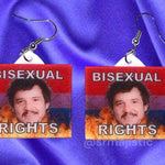 Pedro Pascal Bisexual Rights Flame Pride Flag Handmade Earrings!