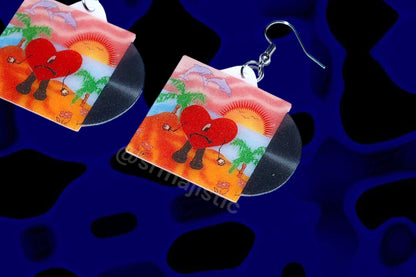 Bad Bunny Un Verano Sin Ti Vinyl Album Handmade Earrings!