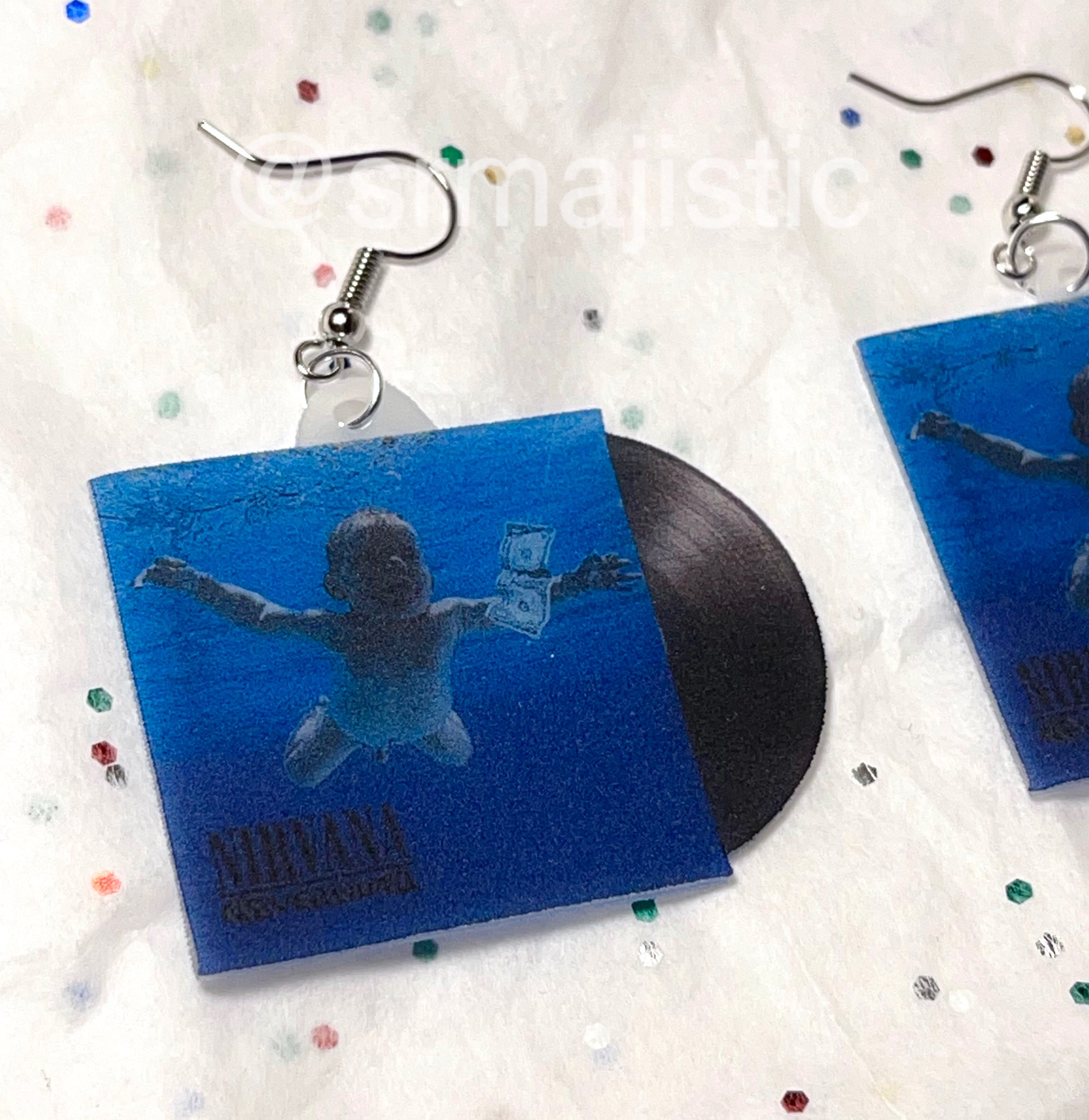 Nirvana Nevermind Vinyl Album Handmade Earrings!