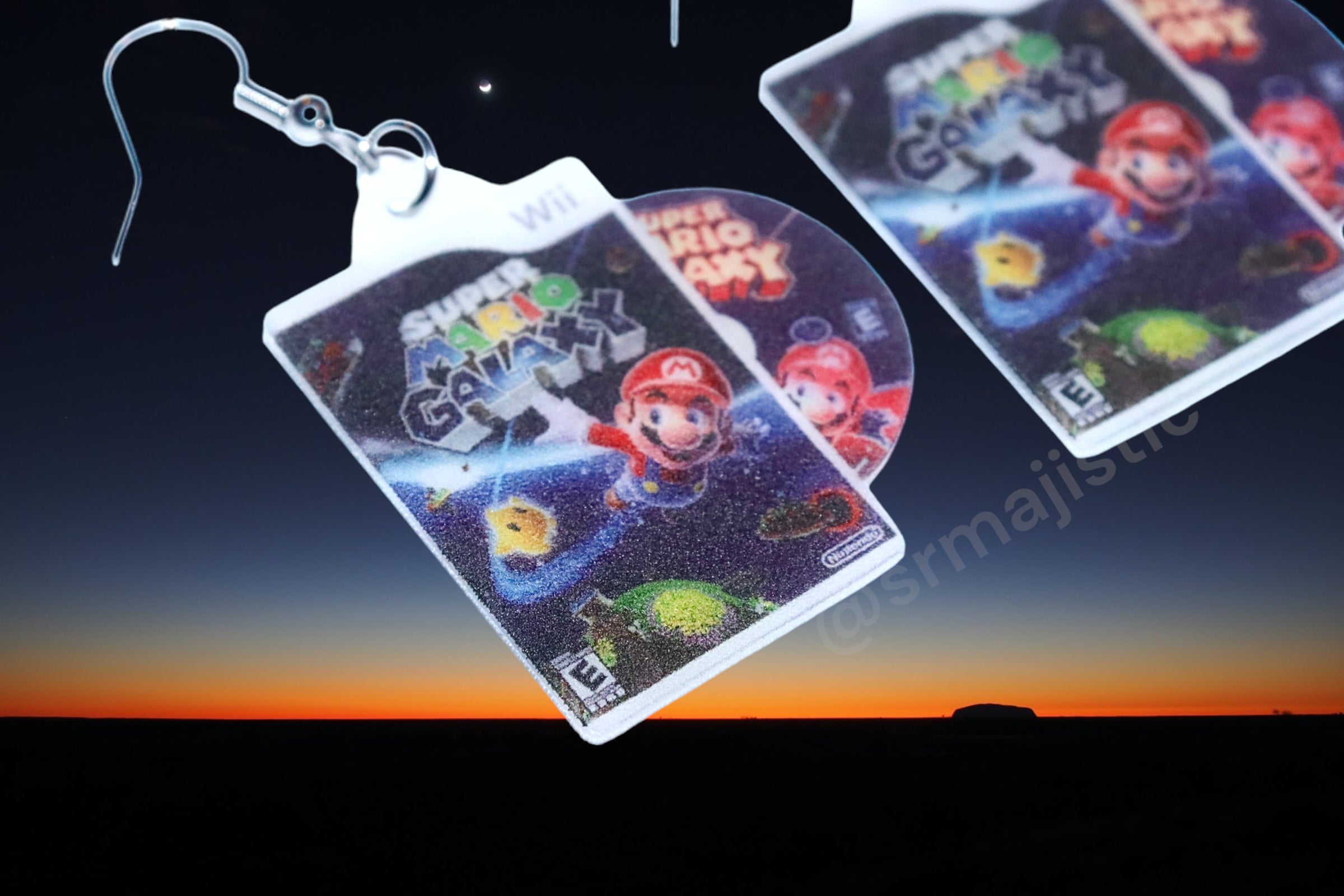 Super Mario Galaxy Wii Game 2D detailed Handmade Earrings!