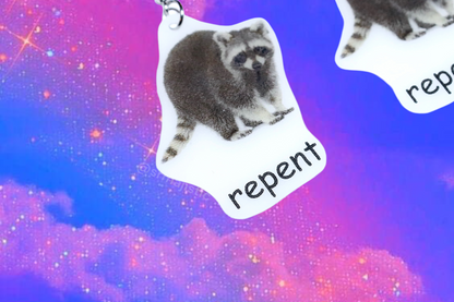 Raccoon Repent Meme Handmade Earrings!