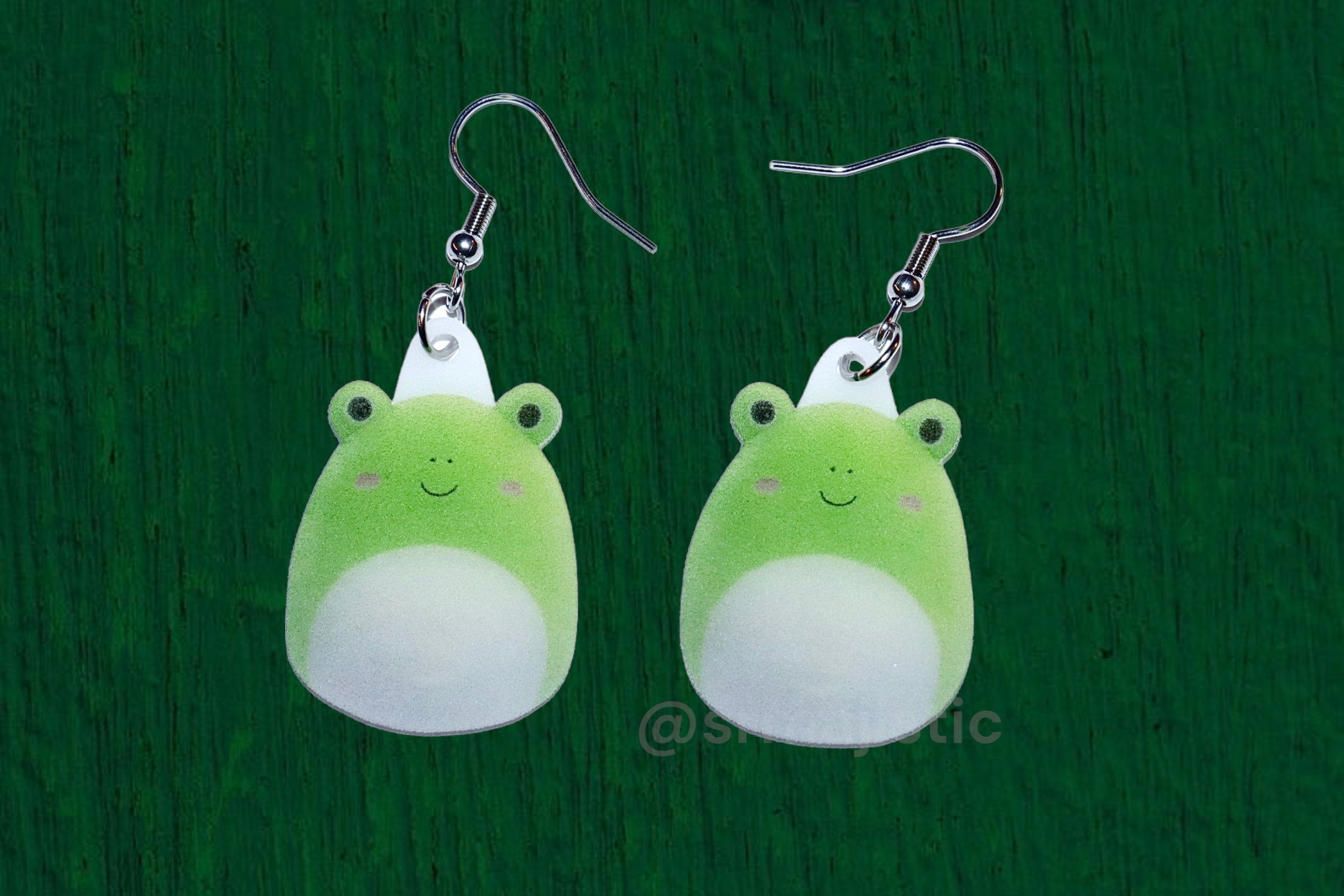 Wendy the Frog Squishmallow 2D Character Handmade Earrings!