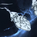 Black and White Detailed Anatomical Heart Handmade Earrings
