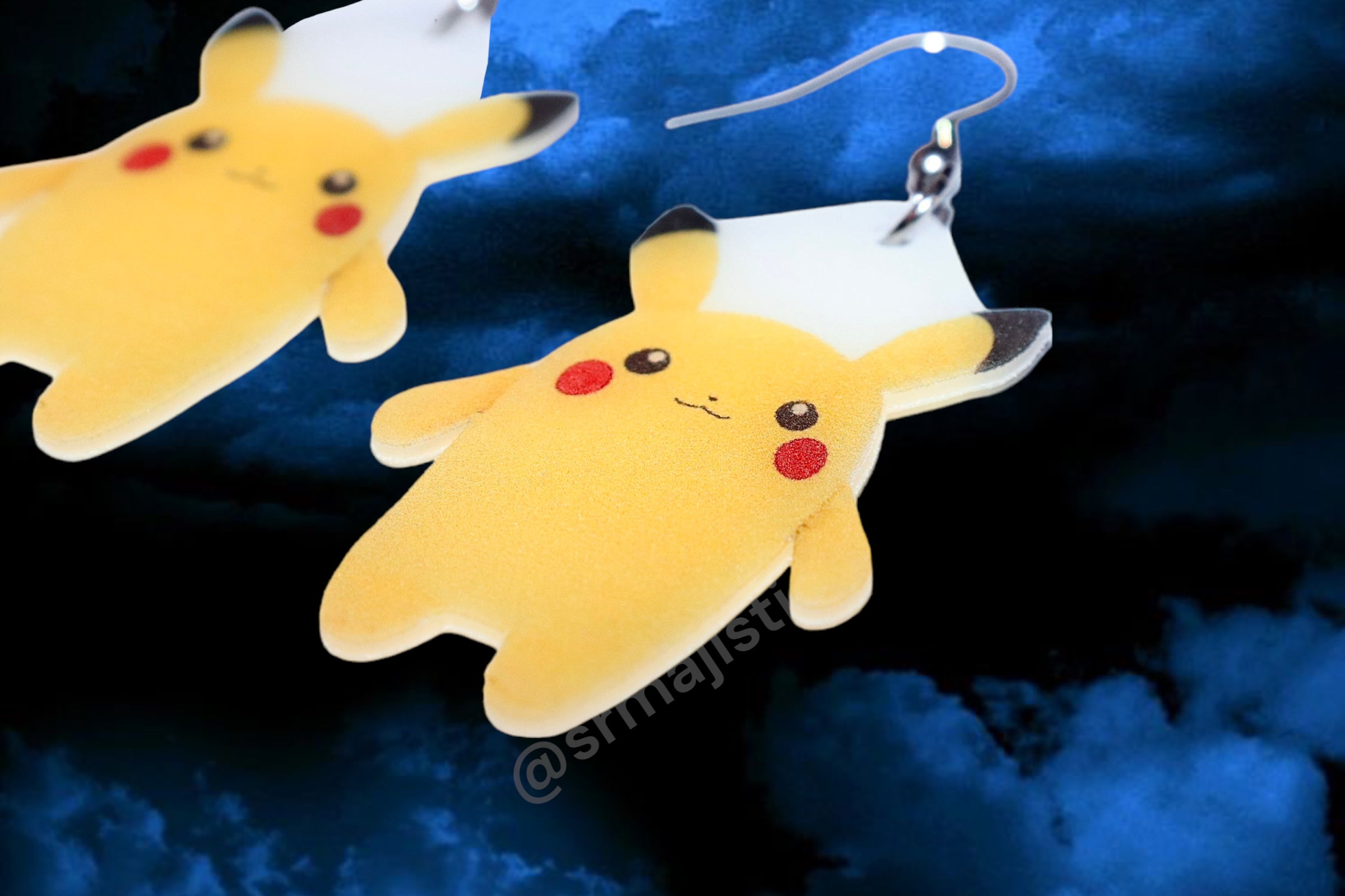 Long Pikachu Cursed Funny Pokémon Character Handmade Earrings!