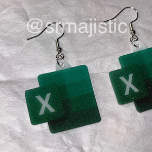Microsoft Excel Icon Symbol 2D detailed Handmade Earrings!