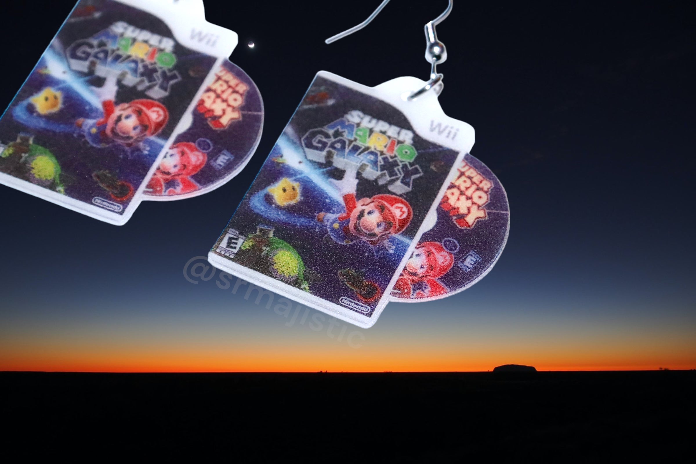 Super Mario Galaxy Wii Game 2D detailed Handmade Earrings!