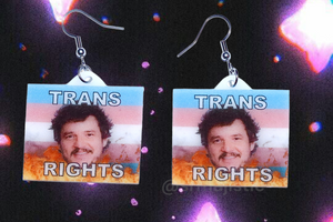 Pedro Pascal Trans Rights Flame Pride Flag Handmade Earrings!