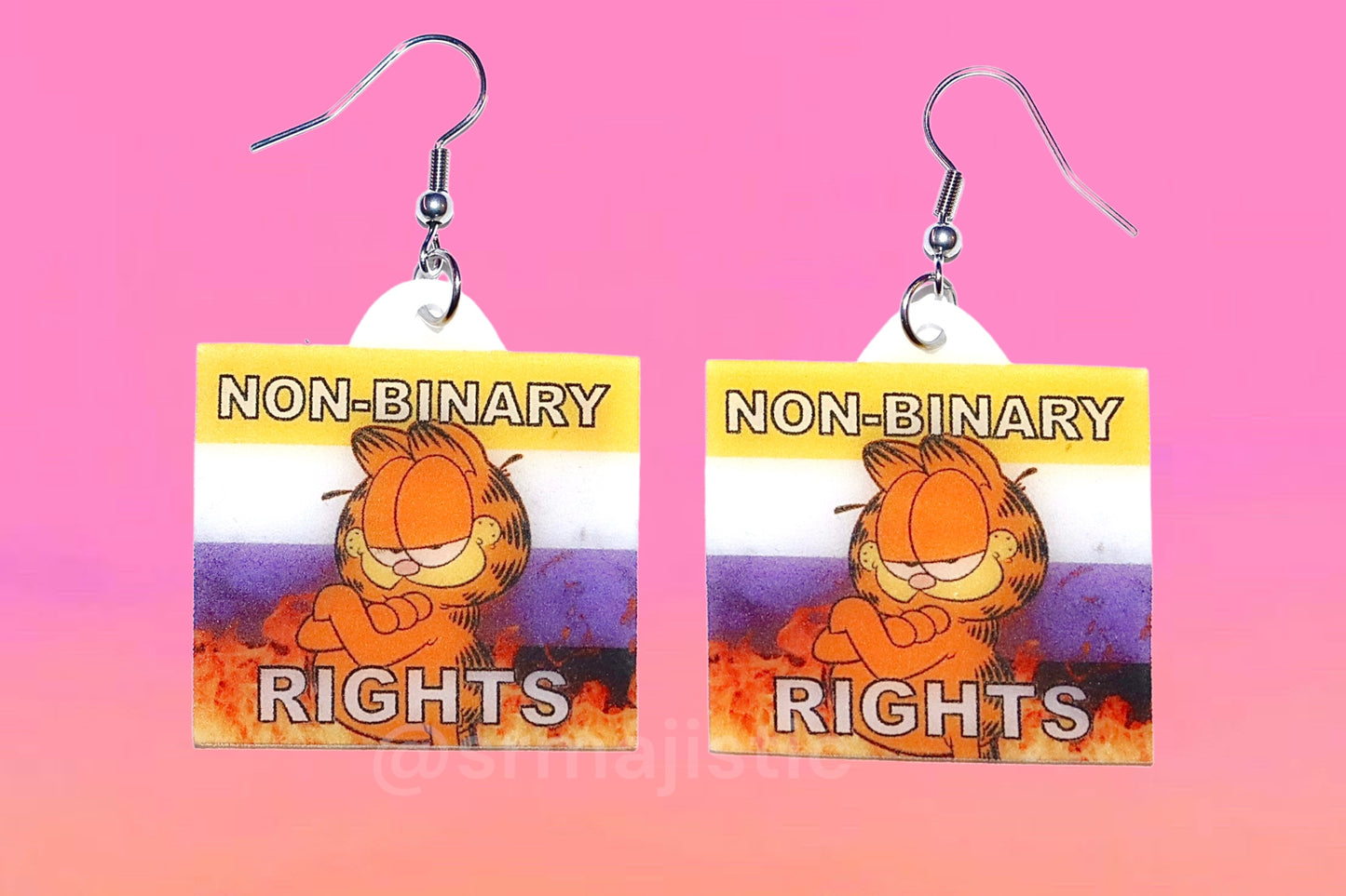 Garfield Collection of Flaming Pride Flags Handmade Earrings!