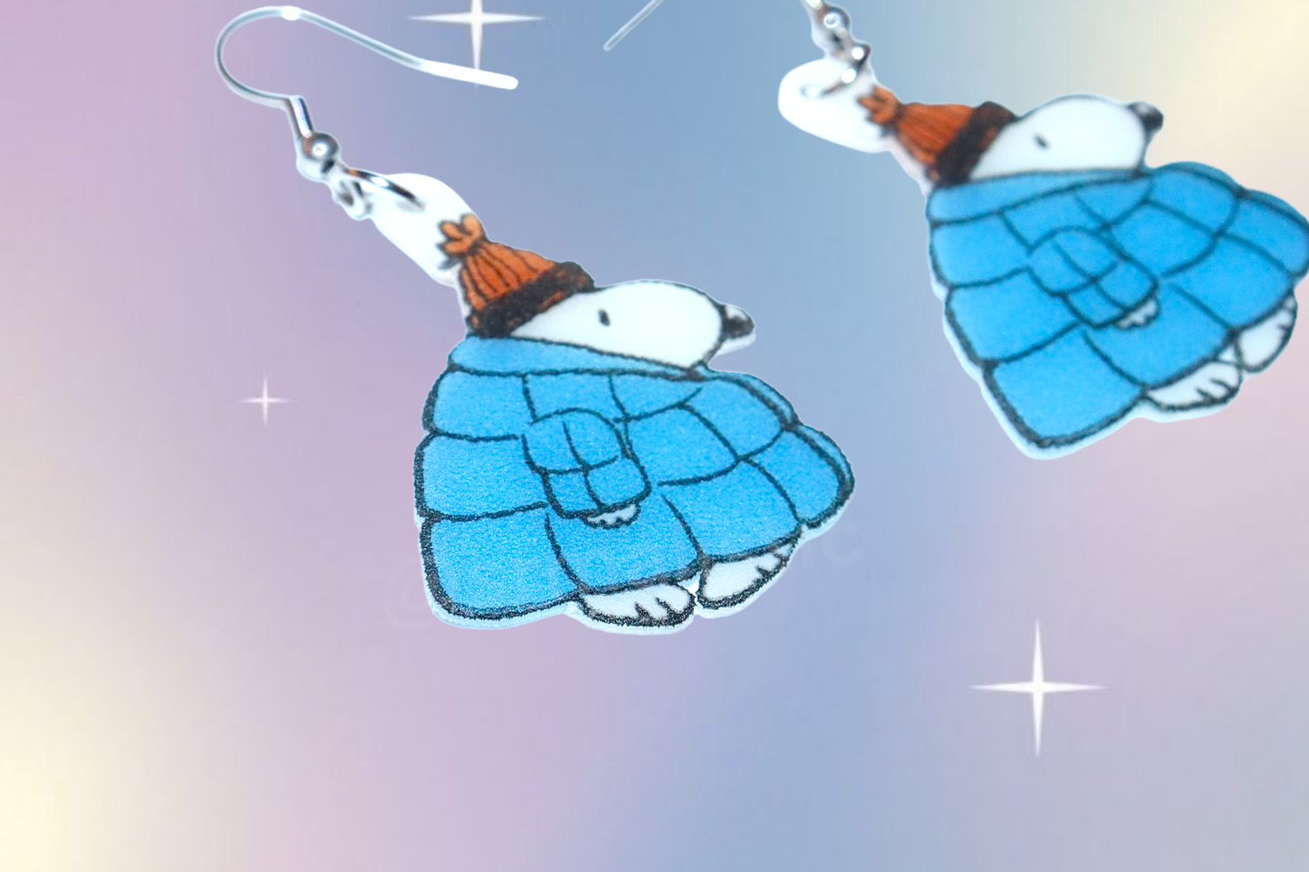Snoopy in a Puffer Jacket Cute Character Handmade Earrings!
