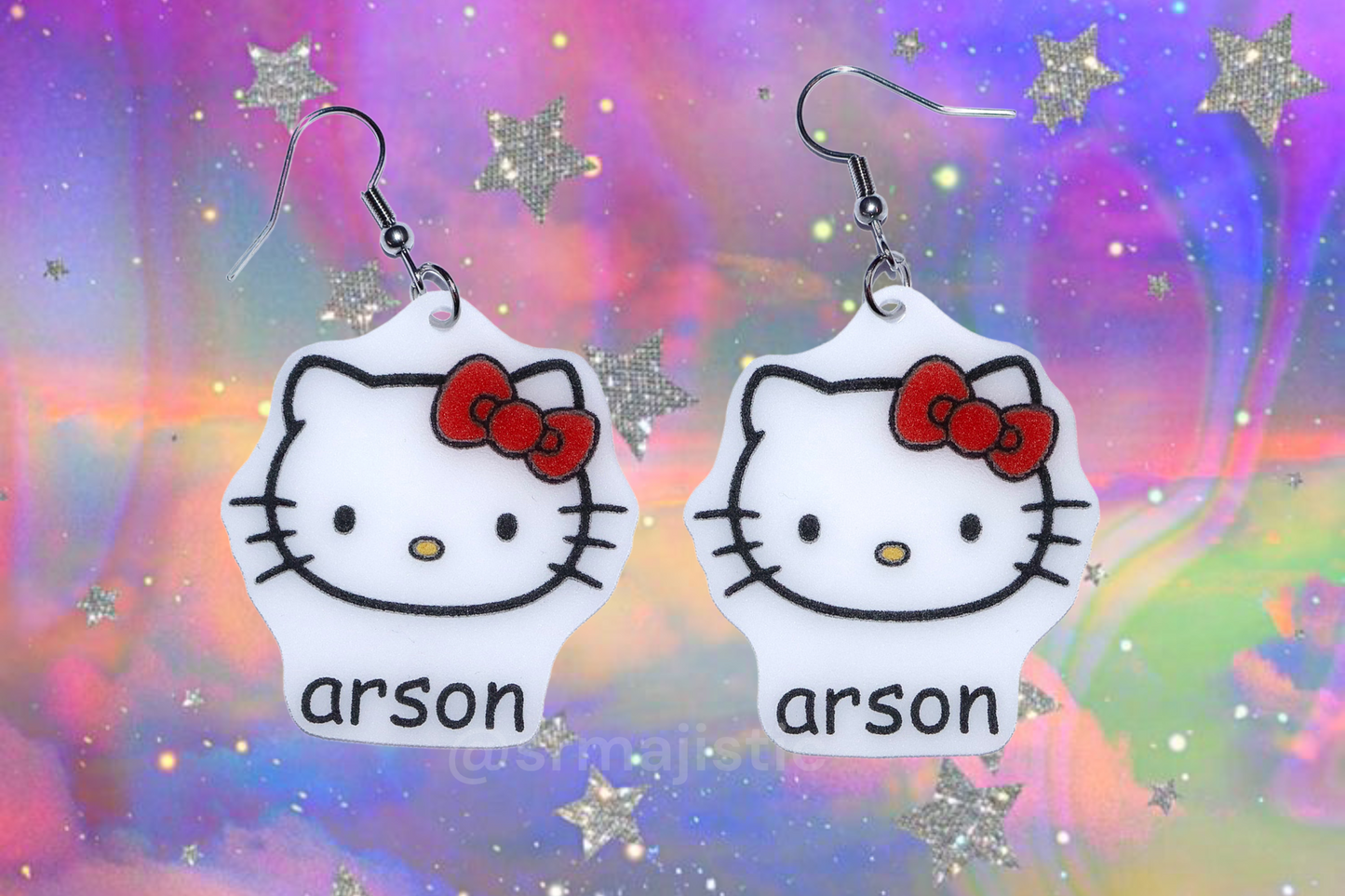 Hello Kitty Arson Girlboss Funny Meme Handmade Earrings!