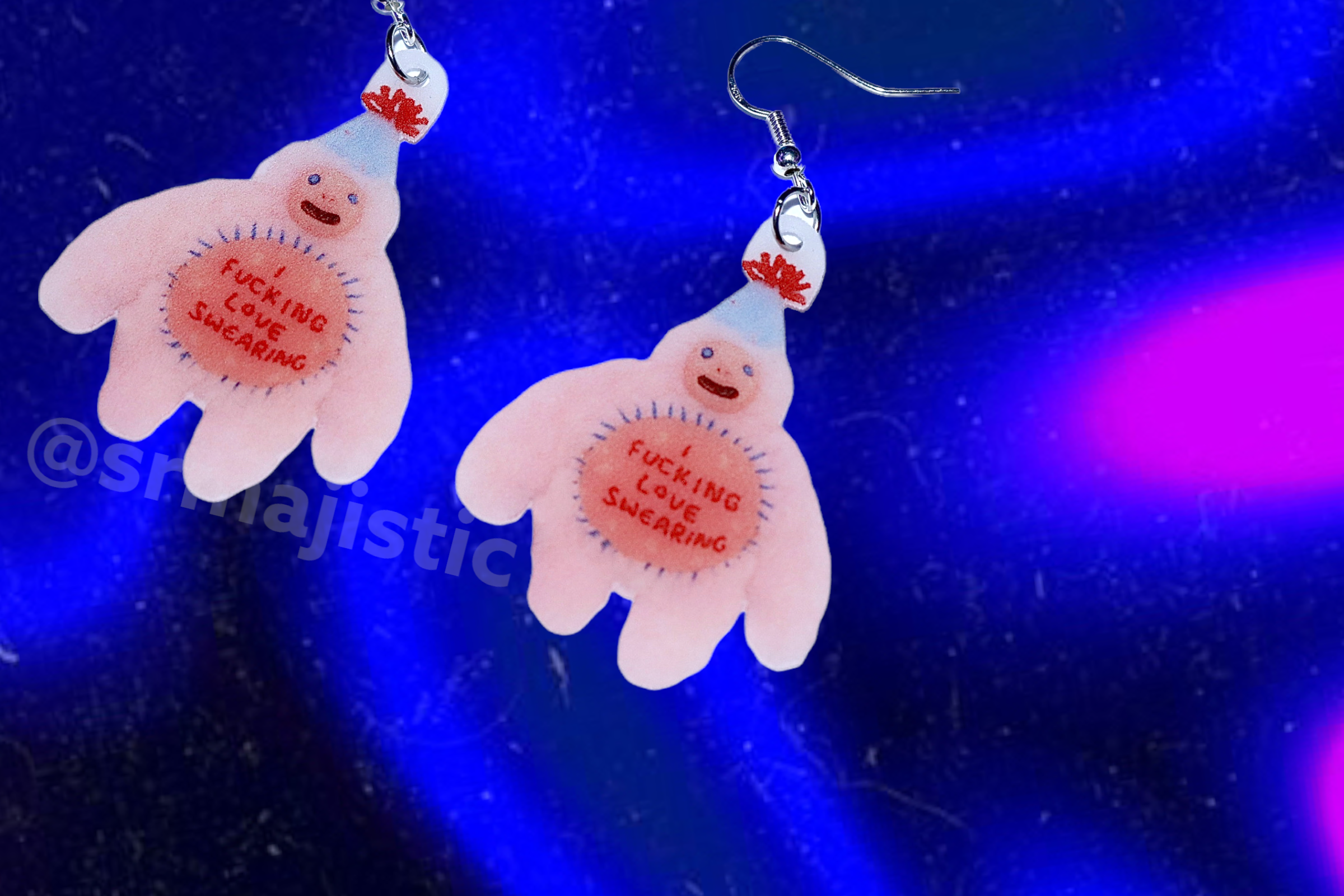 Hairy Little Funky Friends 2D Handmade Earrings (collaboration with Imo Sophia)