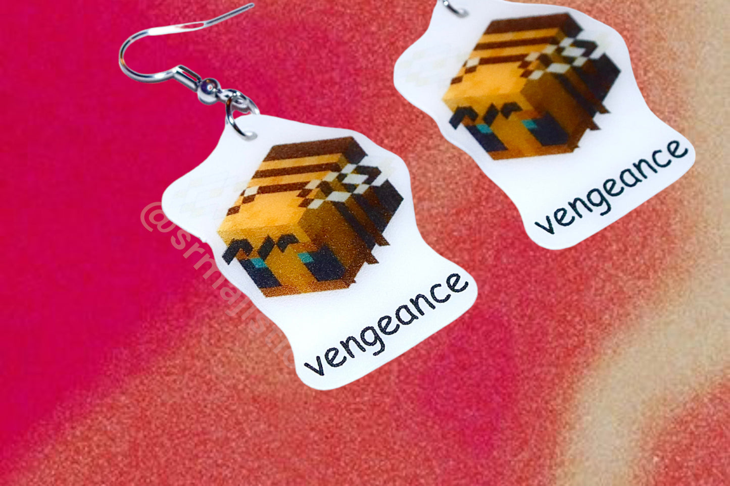 Minecraft Bee Vengeance Meme Handmade Earrings!