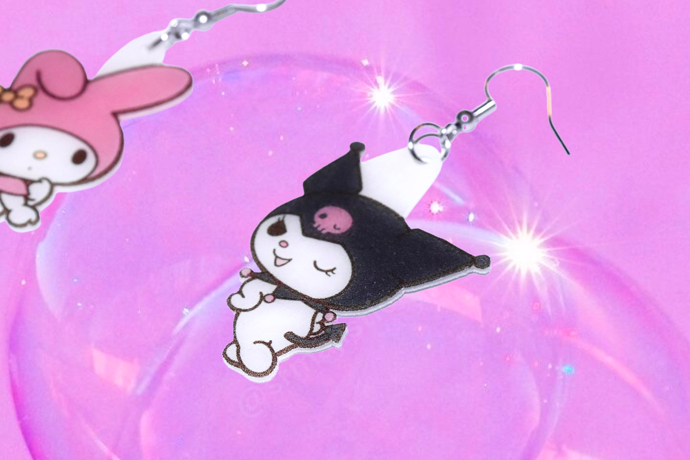 My Melody and Kuromi Cute Kawaii Character Handmade Earrings!