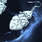 Black and White Detailed Anatomical Heart Handmade Earrings