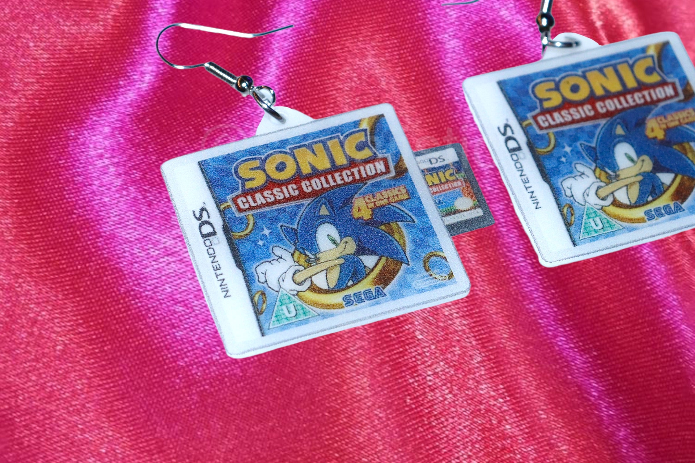 Sonic Classic Collection Nintendo DS Game 2D detailed Handmade Earrings!