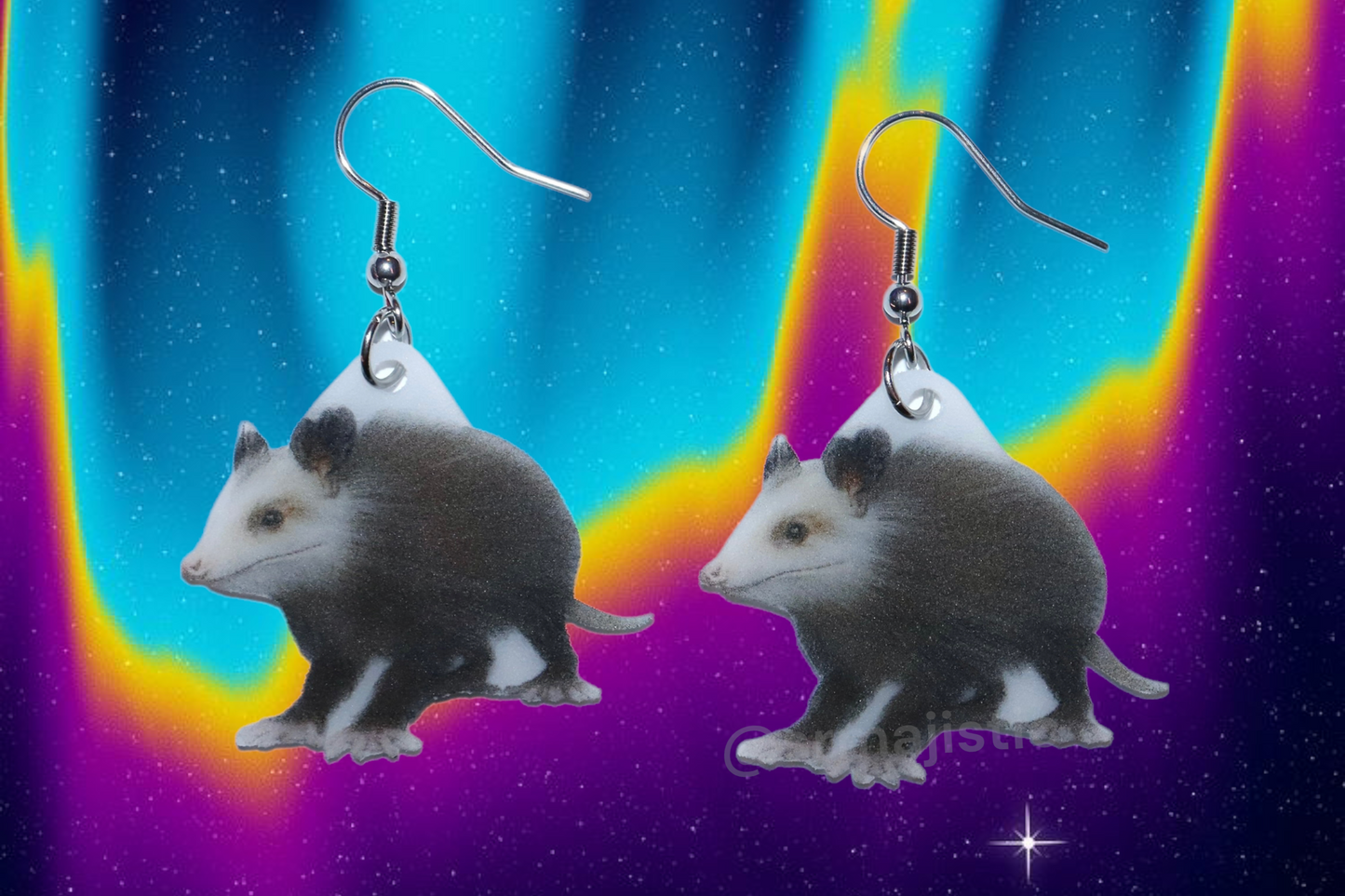 Peaches the Special Opossum Cute Handmade Earrings!