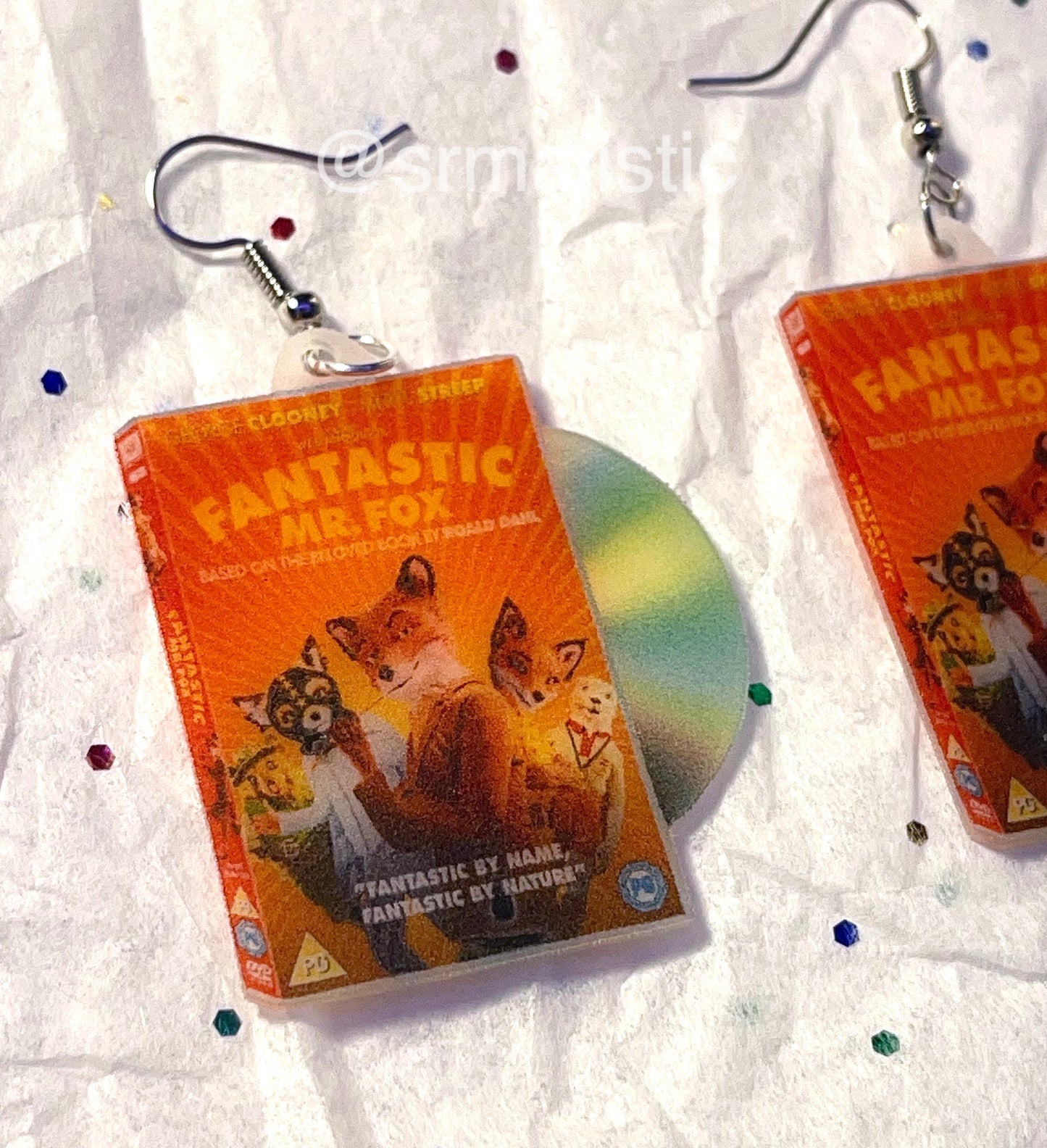 Fantastic Mr. Fox (2009) DVD 2D detailed Handmade Earrings!
