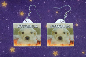 Jotchua Flag with Flames Funny Handmade Earrings!