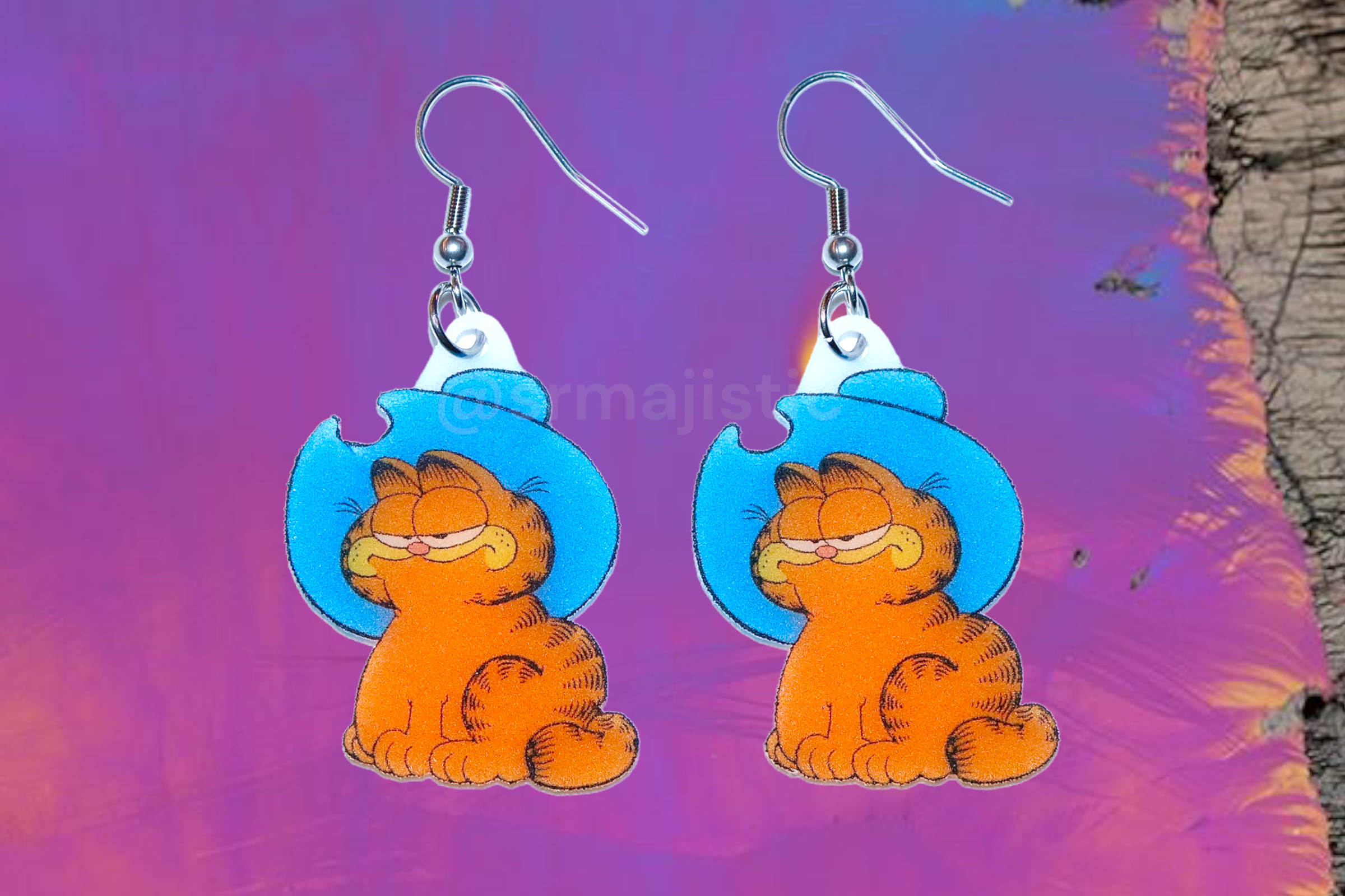 Cowboy Garfield Character Handmade Earrings!