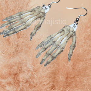 Spooky Skeleton Hand 2D Handmade Earrings!