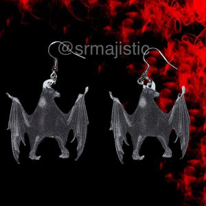Detailed Bat Sketch 2D Handmade Earrings!