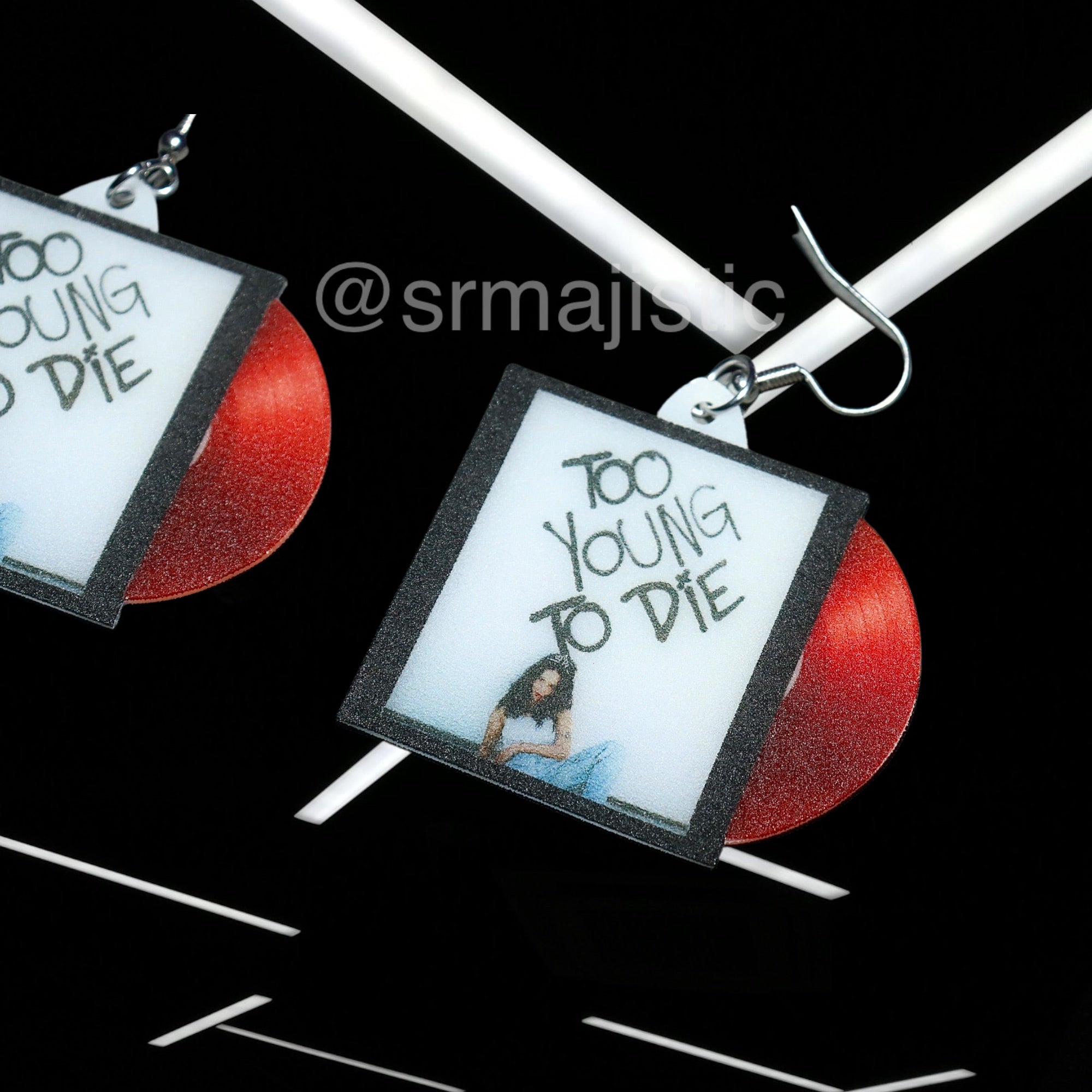 Sizzy Rocket Too Young to Die Mixtape Vinyl and Casette Album Handmade Earrings!