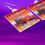 Lightning McQueen Lesbian Flame Pride Flag Handmade Earrings!