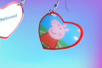 My Beloved Character Locket Hearts 2D detailed Handmade Earrings!