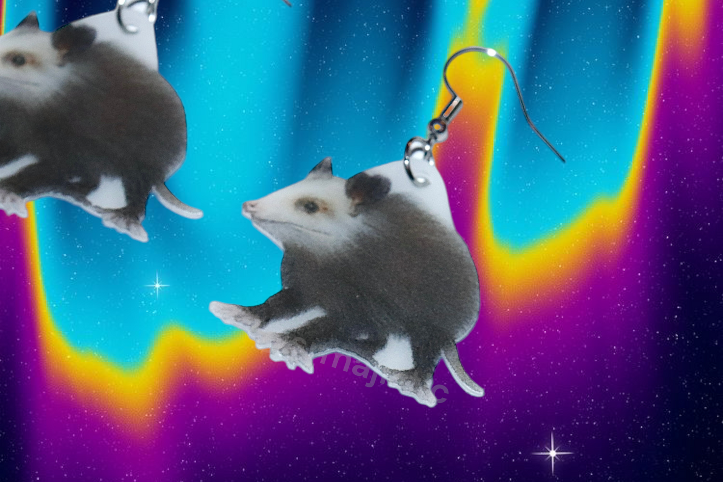 Peaches the Special Opossum Cute Handmade Earrings!