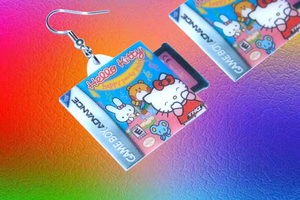 Hello Kitty Happy Party Pals Game Boy Game 2D detailed Handmade Earrings!