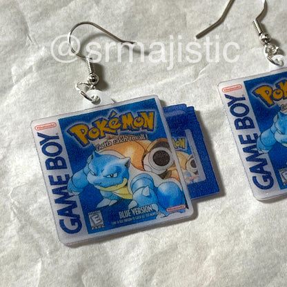 Pokémon Blue, Red, and Yellow Game Boy Game 2D detailed Handmade Earrings!