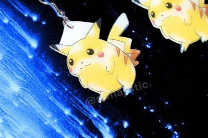 Vintage Round Pikachu Stylized Pokémon Character Handmade Earrings!