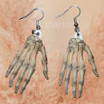 Spooky Skeleton Hand 2D Handmade Earrings!